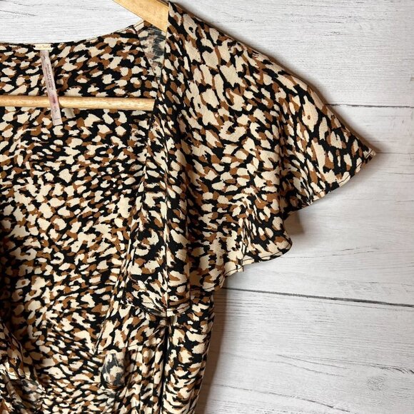 Free People Dress Womens Size S/P French Quarter Wrap Leopard Cheetah Mini Wrap - Picture 9 of 16